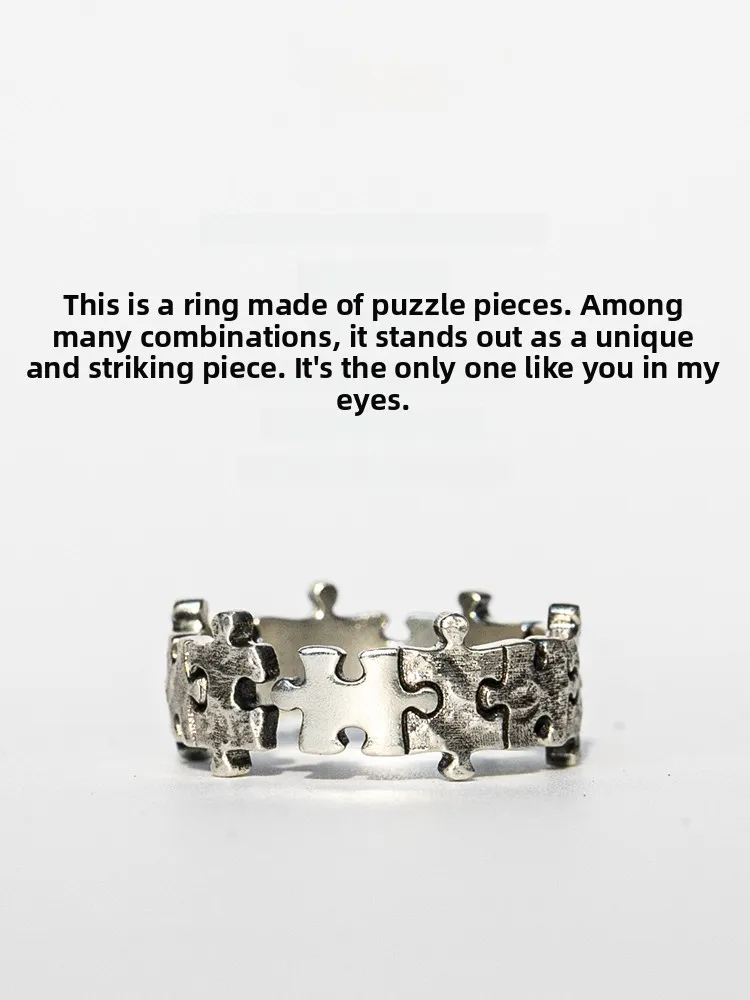 

Creative Couple Rings S925 Pure Silver Unisex Geometric Design Vertical Brand Fashion Jewelry Accessories for Couples