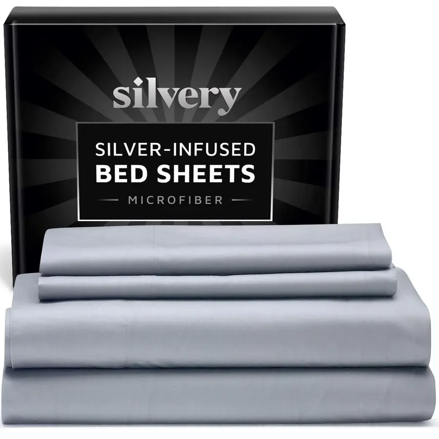 

Silver Infused Bed Sheets Set UltraSoft TemperatureRegulating Fabric with SelfCleaning Technology That Stays Fresh 3X Longer for