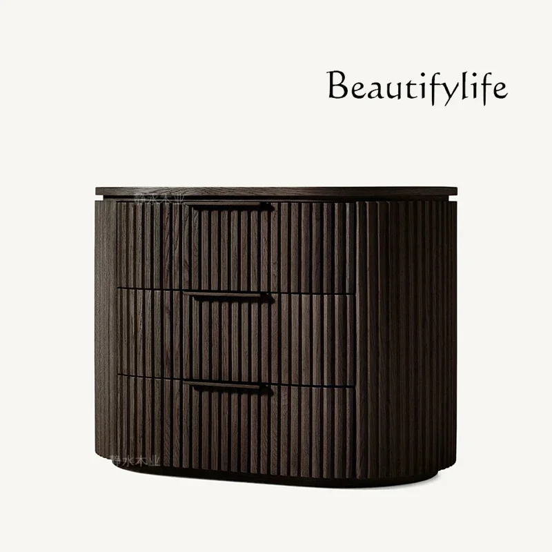 

American Country Bedside Table Oak Solid Wood Modern Bedroom Bedside Cabinet Wall with Drawer Small Apartment