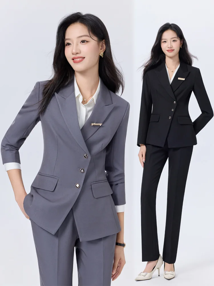 High-end hotel sales department professional women's suit, new formal attire for front desk reception and jewelry store workwear