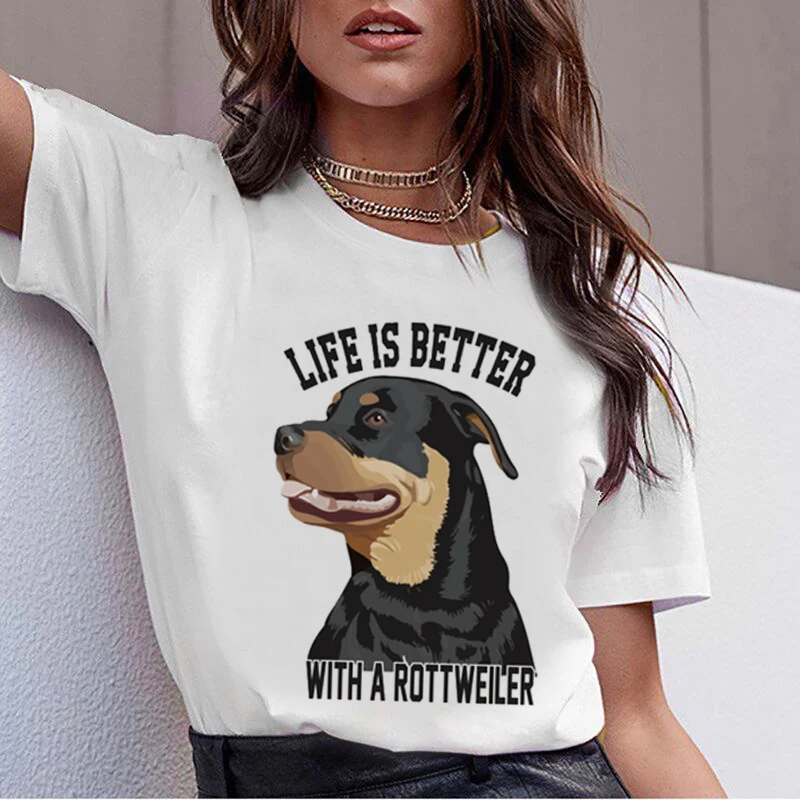 Bull Terrier Rottweiler Kawaii T Shirt Women Beagle Border Collie Malinois Funny T-shirt Cute Whippet Greyhound Tshirt Female