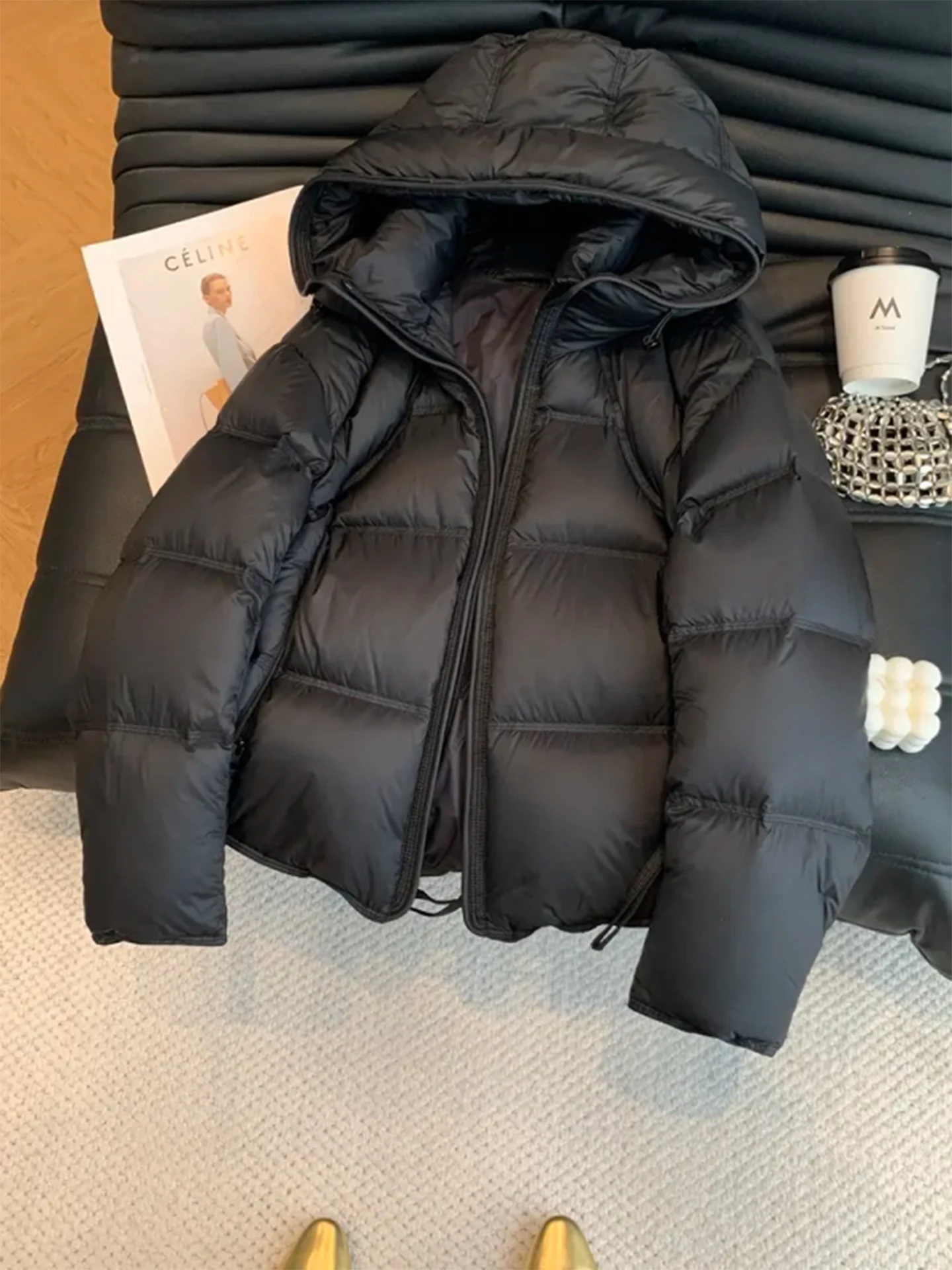 Korean Style Thickened Winter Puff Coat Women's Bread Style Jacket Beautiful Winter Outerwear Long Sleeve Zipper Closure