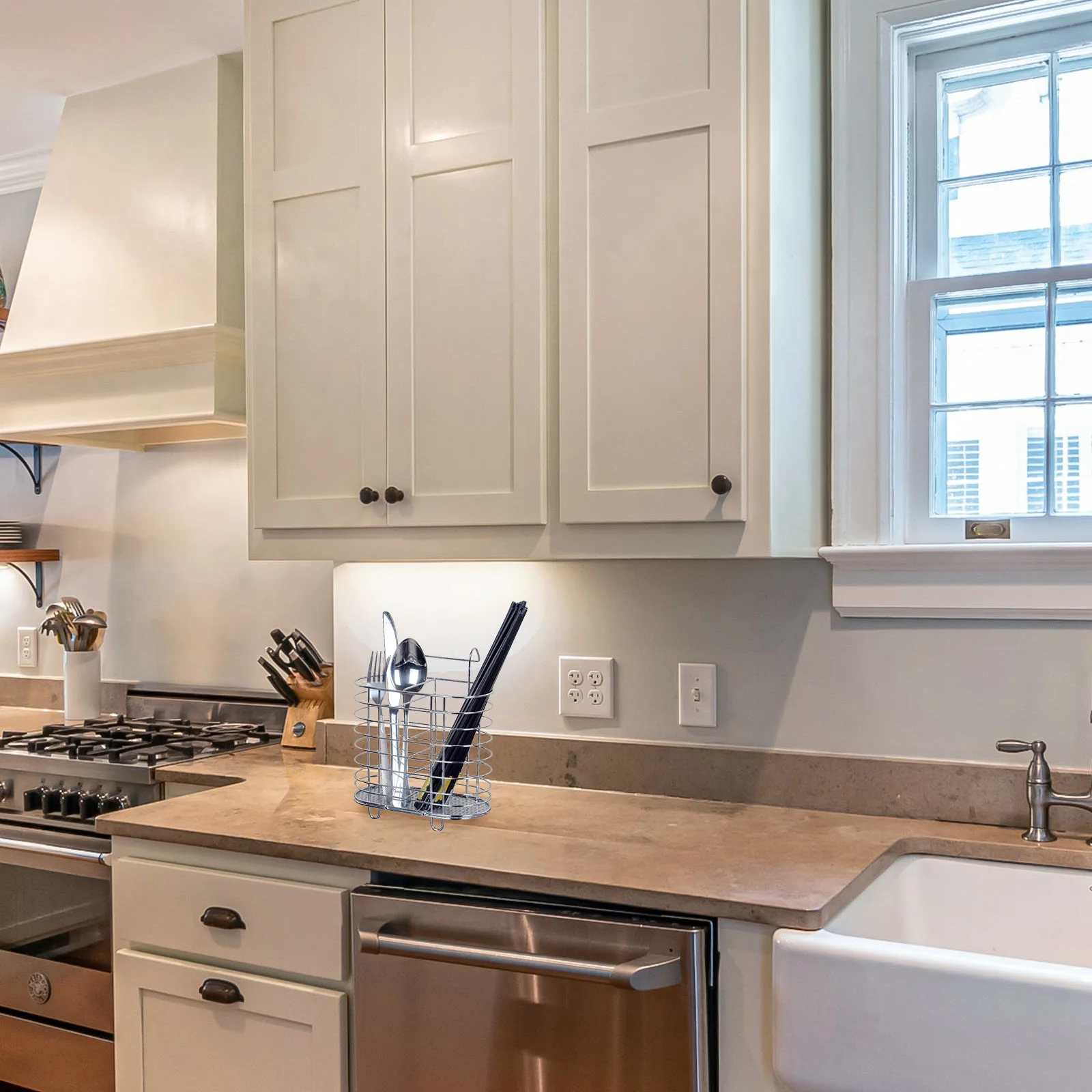 

Utensil Organizer Caddy With Drying Rack For Chopsticks Forks Spoons Flatware Storage Holder Tableware Organizer Space Saving