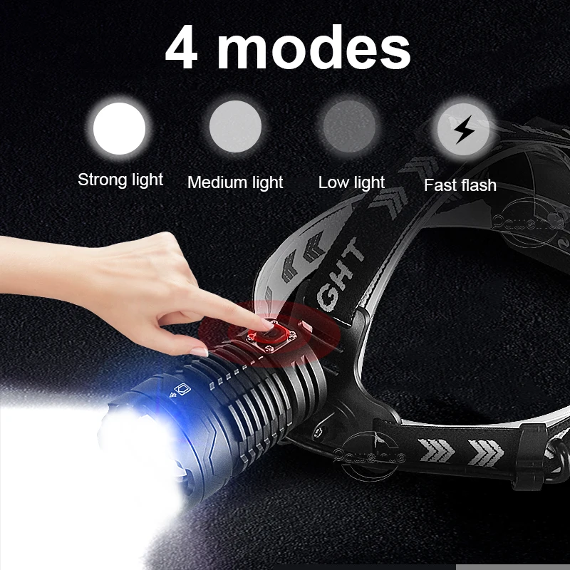 Super Powerful XHP360 Headlamp LED Rechargeable Head Flashlight High Power Headlight 18650 Long Range Fishing Tactical Lantern