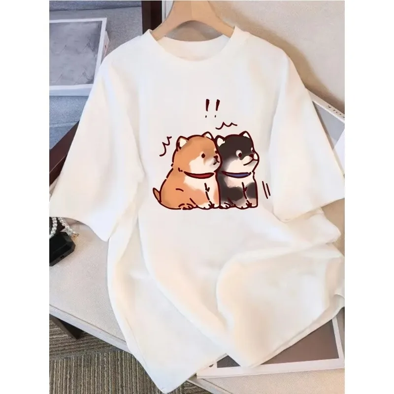 

Дышащая, быстросохнущая, свободная и удобная повседневная повседневная футболка с круглым вырезом и короткими рукавами с милым щенком и 3D-принтом