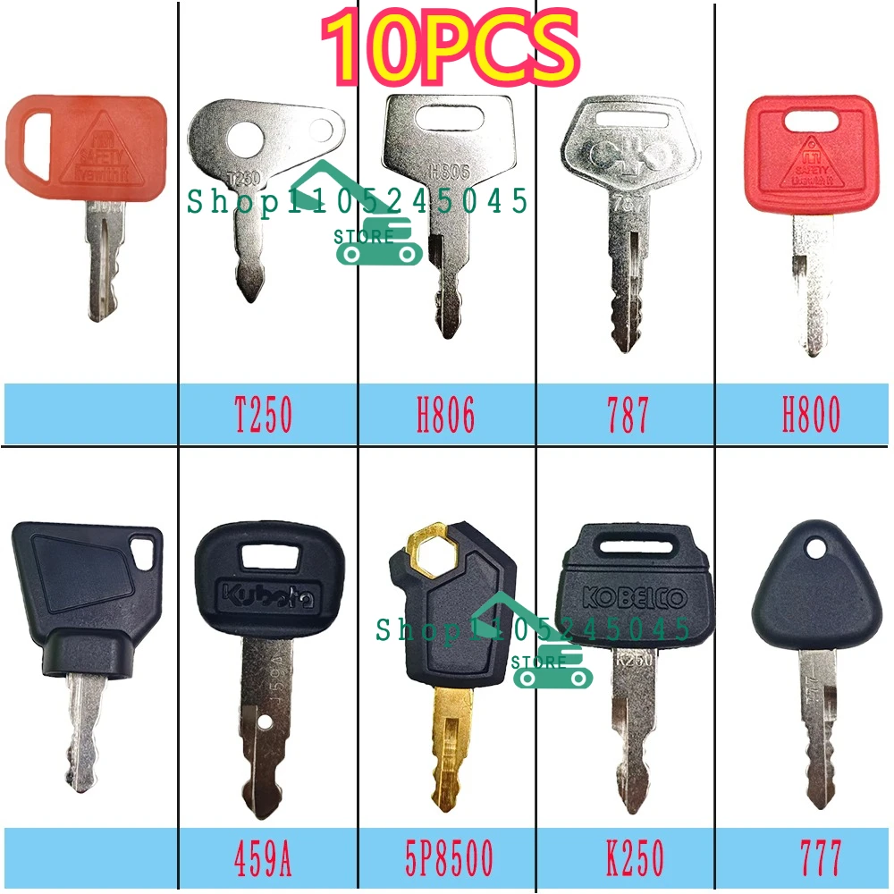 10PCS Master Key Ignition Set for Agricultural + Heavy Plant Machinery 777 H800 459A T250 5P8500 H806 787