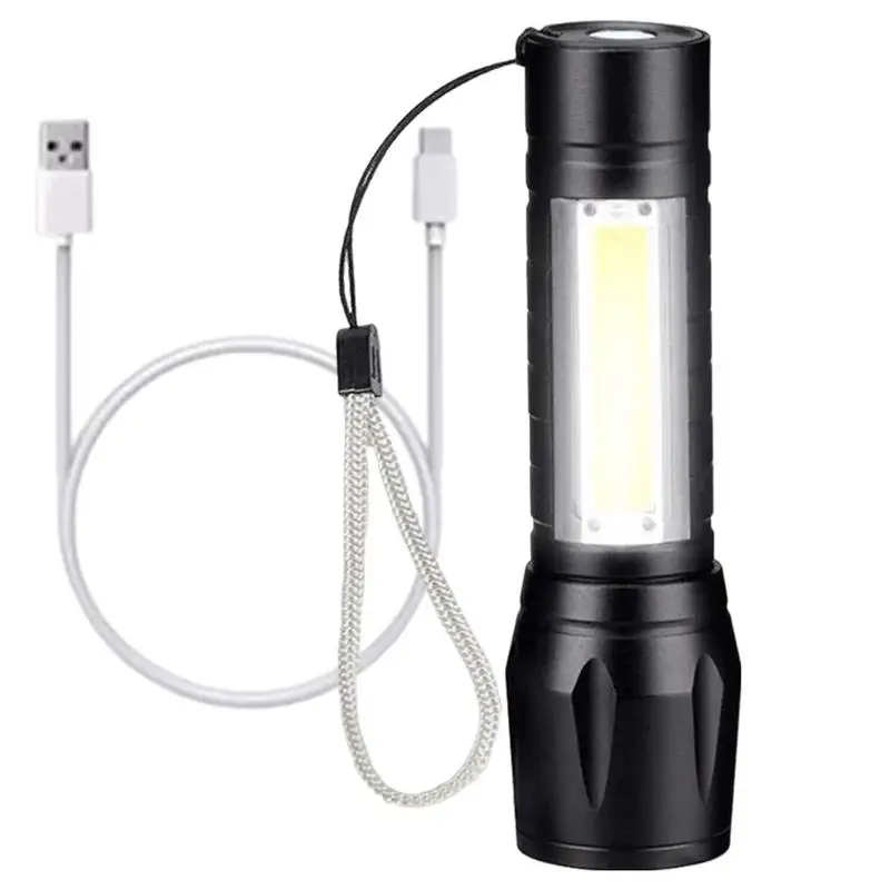 Electric Flashlight Rechargeable Led Flashlight Small Super Bright Rechargeable Multi-purpose Portable Side Light USB For Home