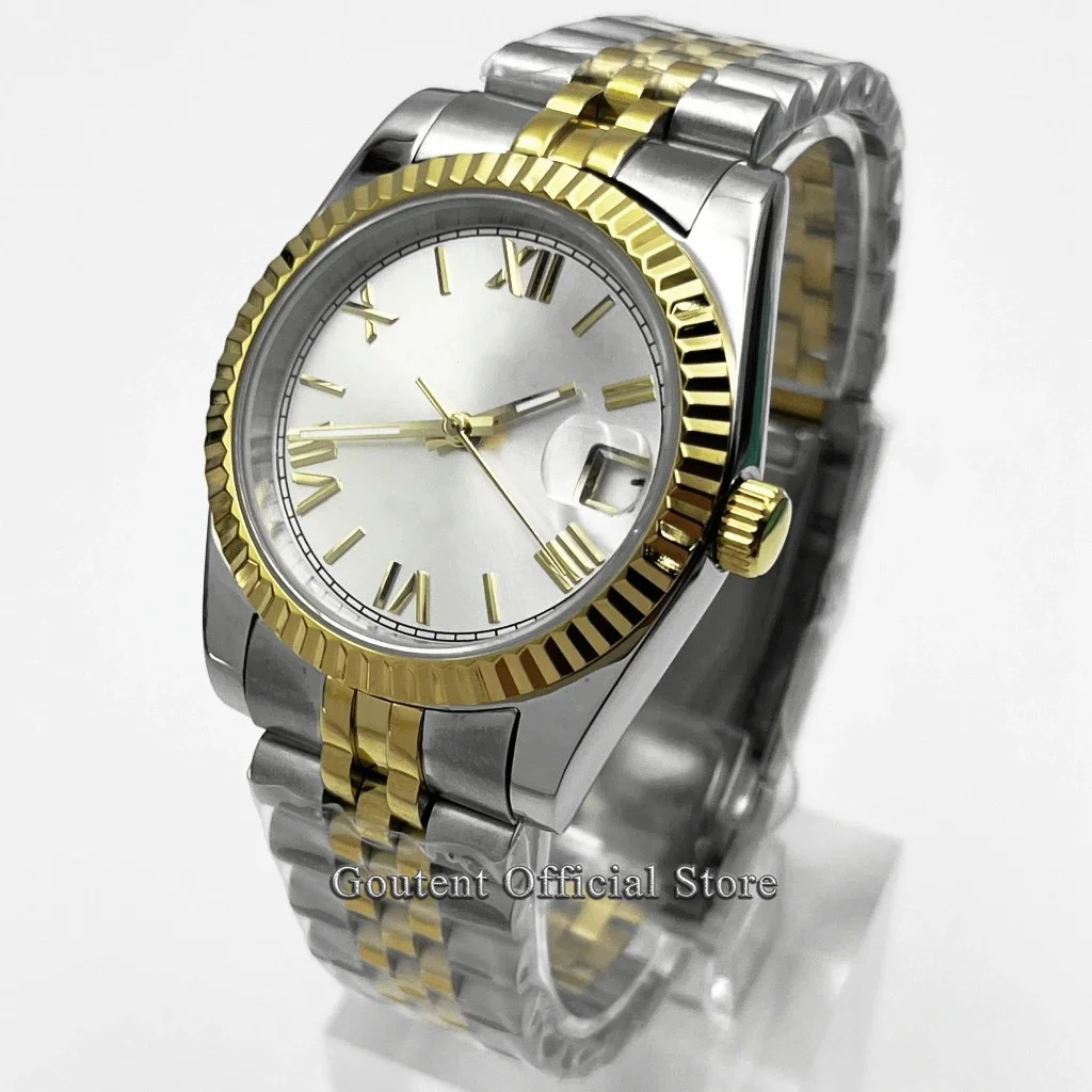 Goutent 36mm 39mm Watch Case Kit Sapphire Crystal Sterile Roman Dial Fit NH35 Automatic Movement Men‘s Custom DIY Watch