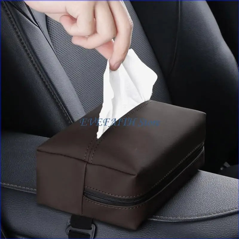 124B Car Tissue Box Waterproof Car Sun Visors Tissue Box Holder Paper Towel Organizers