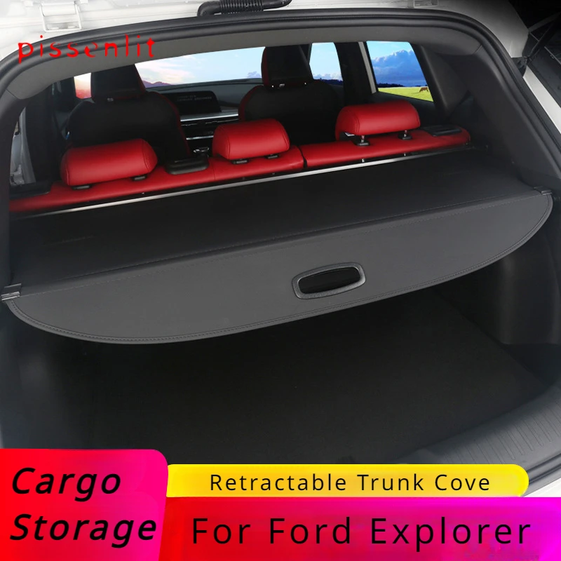 For Ford Explorer 2020-2024 Rear Racks Accessories: Retractable Trunk Cover with Privacy Shield and Organizer for Cargo Storage