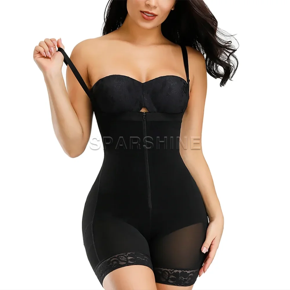 Fajas Woman High Compression Waist Trainer Open Bust Shapewear Sexy Lace Slimming Butt Lifter Flat Belly Body Shaper Bodysuit