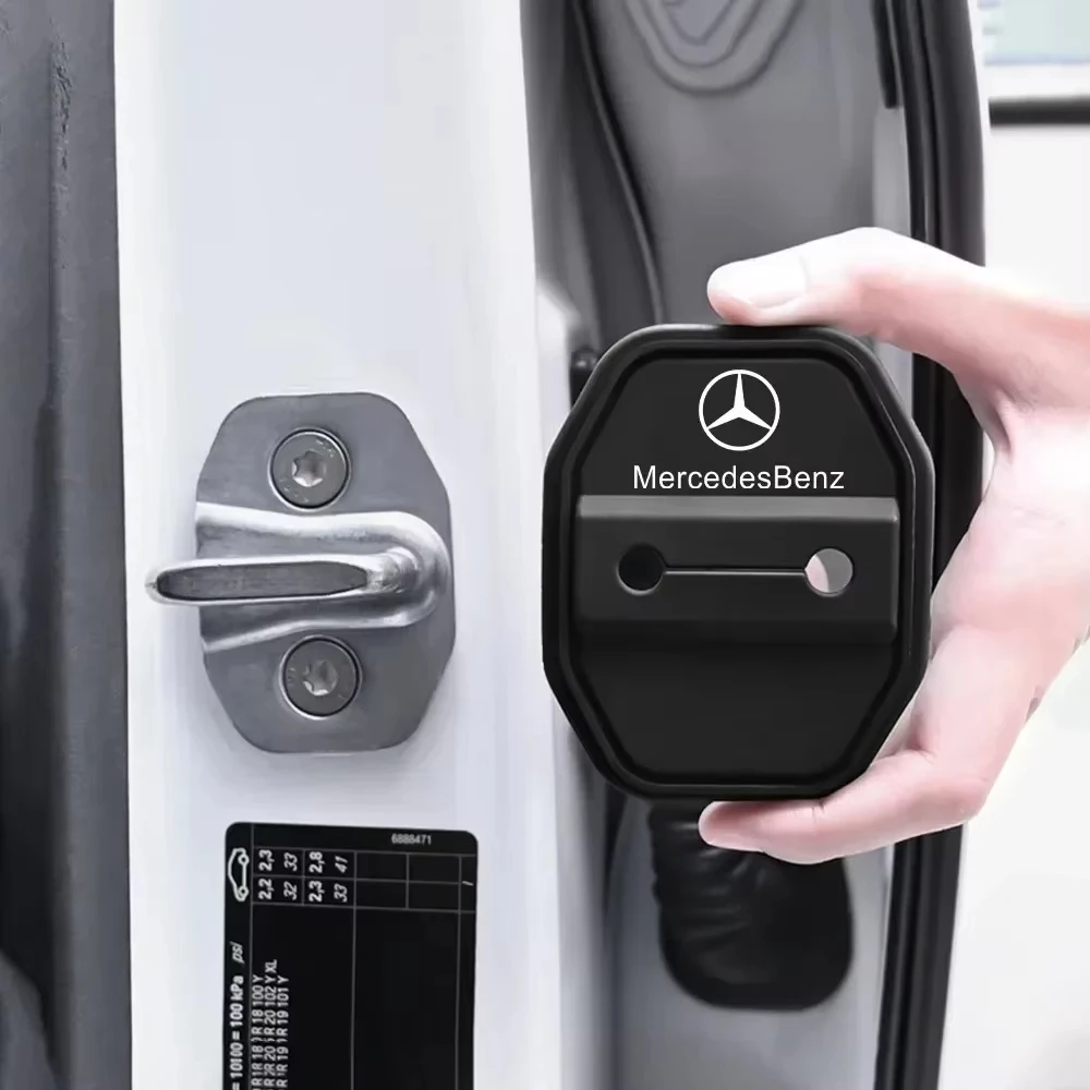 جديد سيارة سيليكون قفل الباب غطاء الغطاء الواقي ملصقات اكسسوارات لمرسيدس بنز AMG W126 W140 W190 W222 4MATIC W204