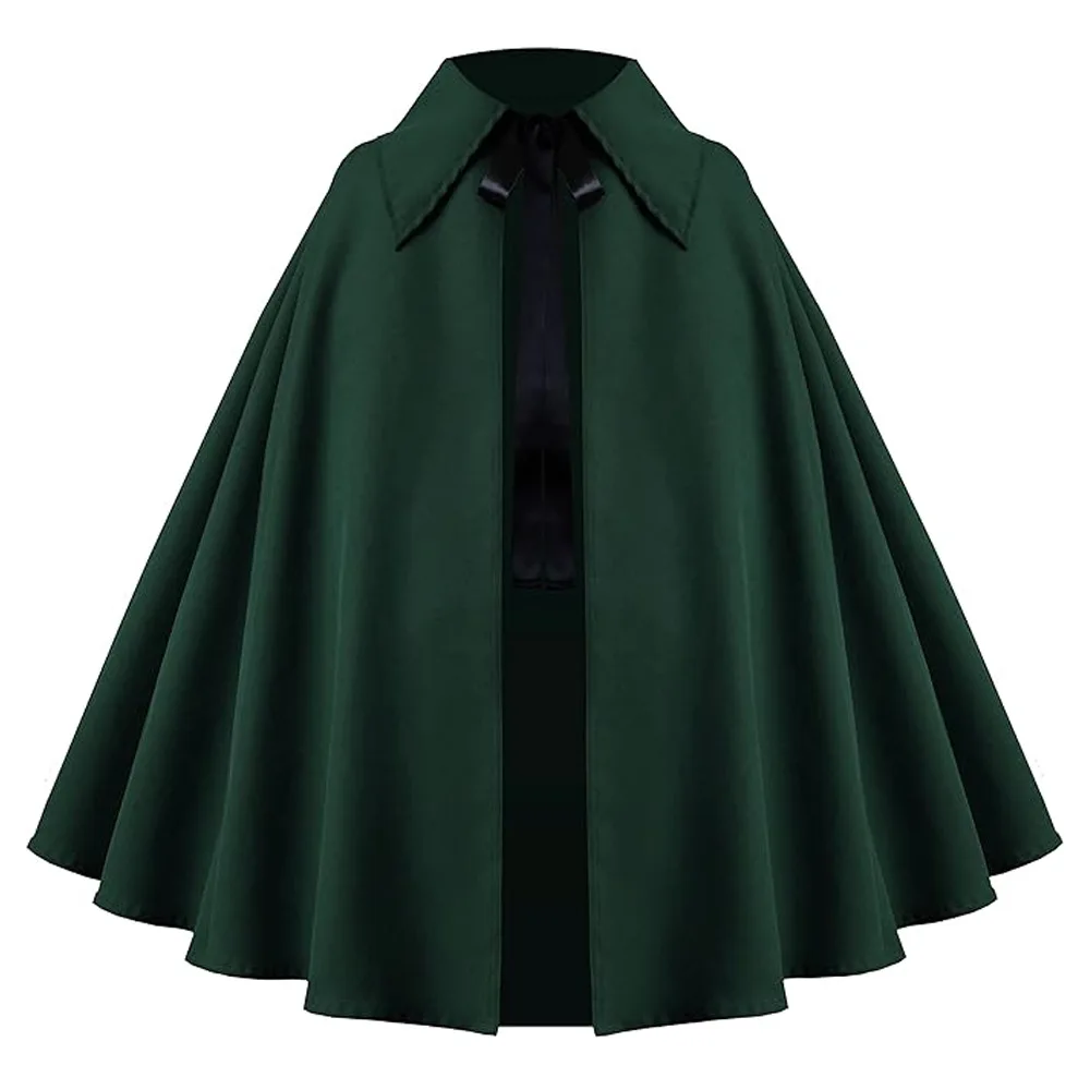 Women Renaissance Costume Medival Halloween Short Steampunk Velvet Cape Gothic Witch Wizards Hooded Cloak