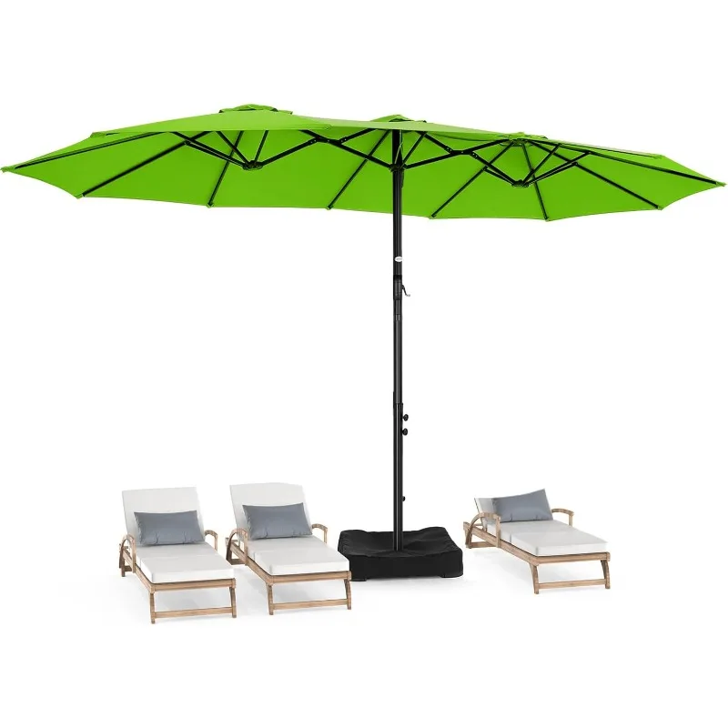 Sombrilla de patio de 13 pies con base incluida, sombrillas rectangulares de gran tamaño de doble cara para piscina, sombrilla de mesa grande para exteriores f