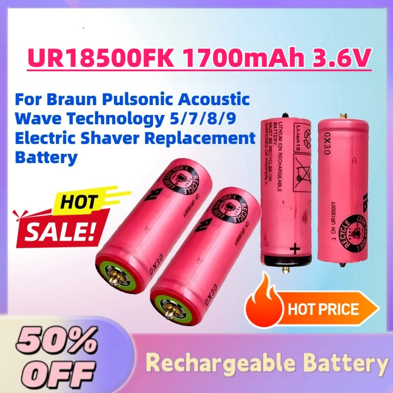 

UR18500FK 1700mAh 3.6V Li-ion Battery for Braun Pulsonic Acoustic Wave Technology 5/7/8/9 Electric Shaver Replacement Battery