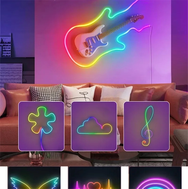 4mm/5mm Narrow RGBW Silicone Light Strip Programmable Colorful Neon Chasing Light Flowing Water Flexible LED Soft Light Strip