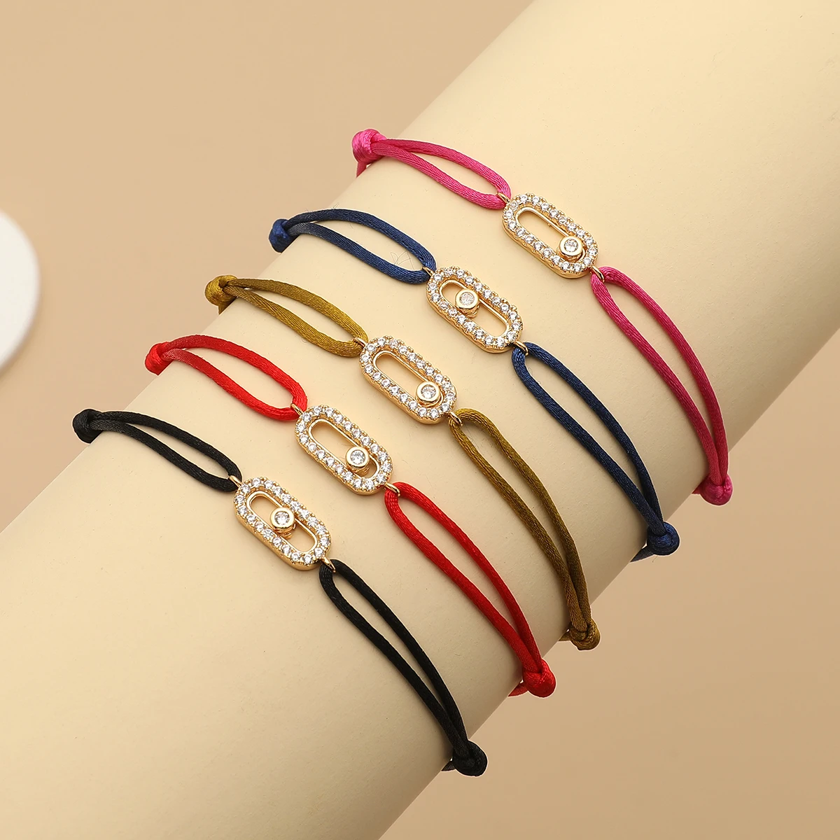 Adjusted Size Can Move Stone Multiple colors Rope Woven bracelet For Women And Men Fashion Jewelry 2024 New Bracelets Woman