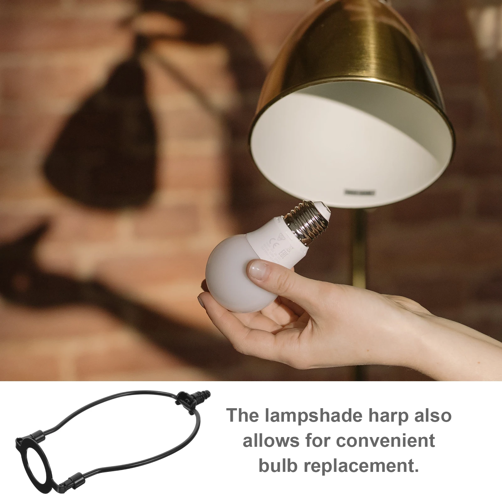 

2Pcs Lampshade E26 Socket Metal Parts Harp Harp Shade Holder Adapter Kit Lamp Parts Black Table Lamp Repair Accessories