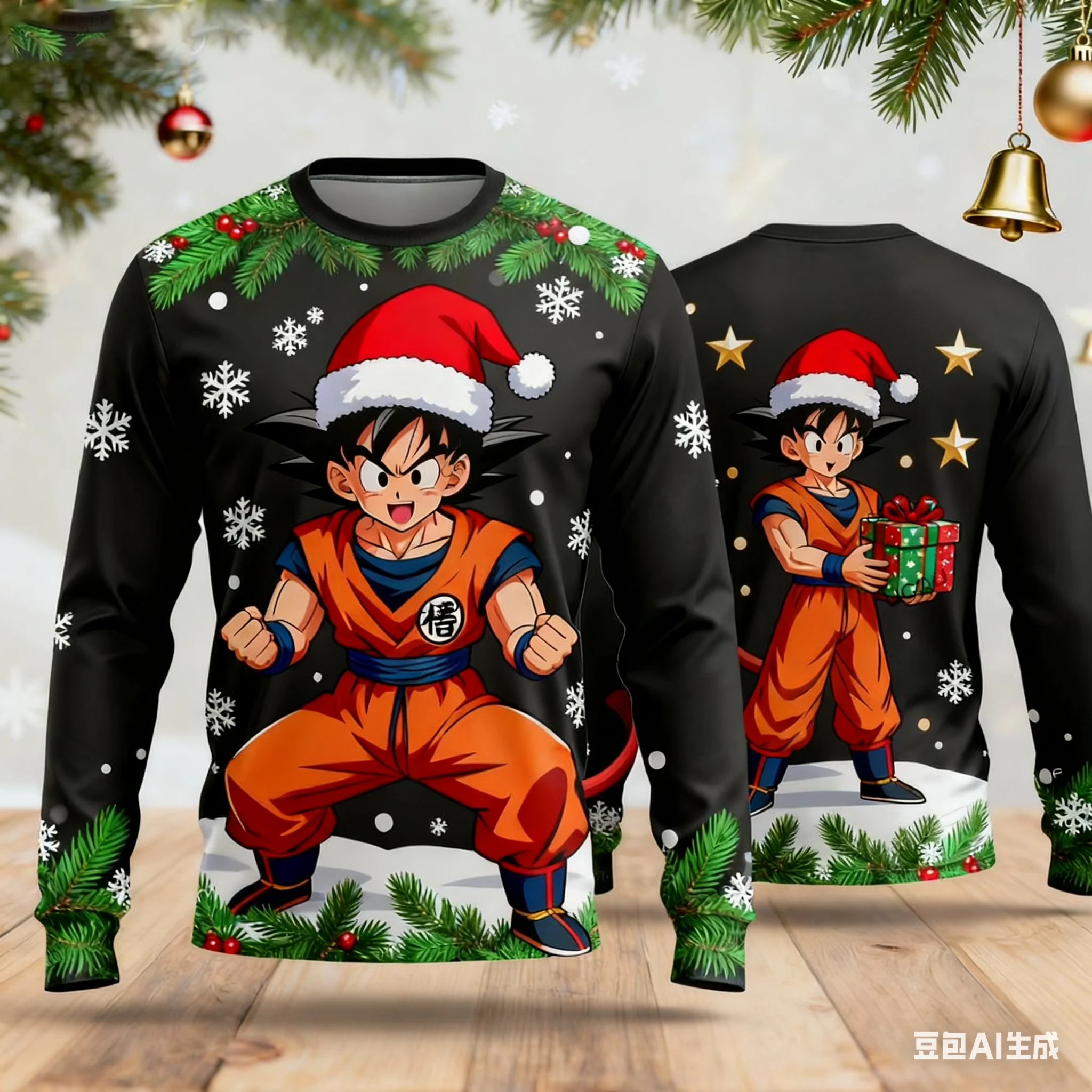 ドラゴンボール Z 悟空クリスマス特別版長袖 Tシャツ大人子供/大人秋/冬スウェットシャツ子供クリスマスギフト