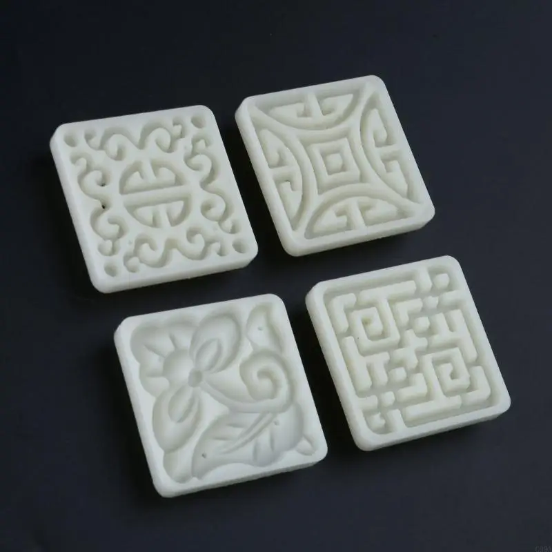 G99A Convenient Blessing Pattern Mooncakes Embosser Practical Dessert Stamp Innovative Square Molds for Home and Shops
