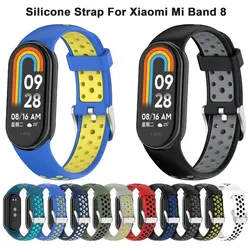 Pulseira de silicone para xiaomi mi band 8 smartwatch respirável esporte pulseira substituição cor para miband 8 nfc pulseira