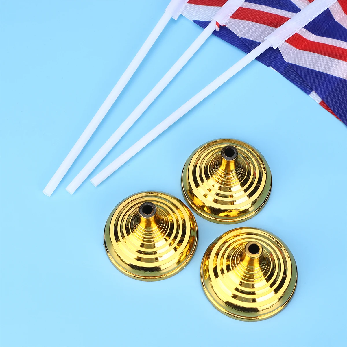 30Pcs Britain Desktop Flag Polyester Double Gold Base Table Decoration Small Uk Mini Flag for National Day