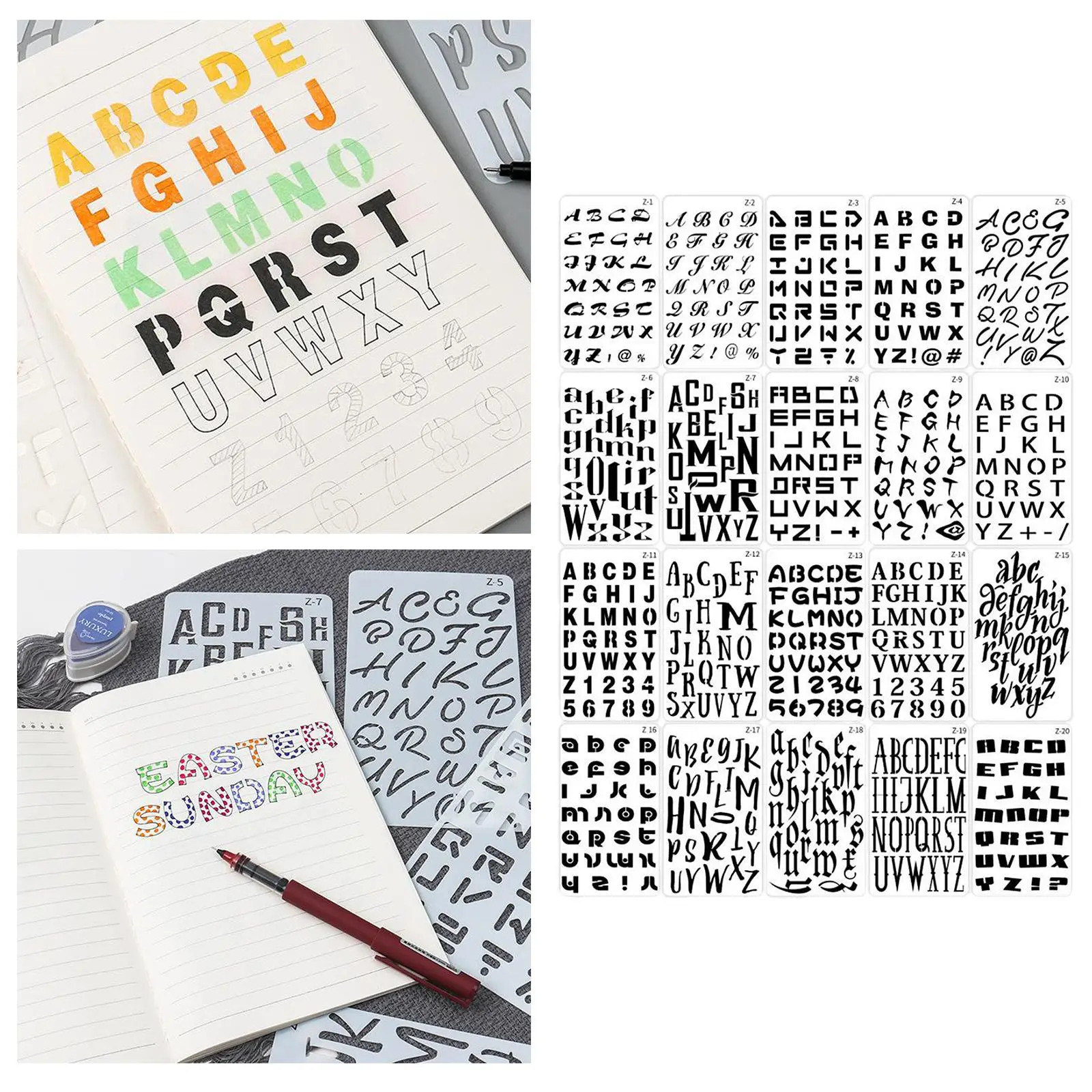 20Pcs Letters and Numbers Alphabet Templates Stencils Cake Decors Scrapbooking