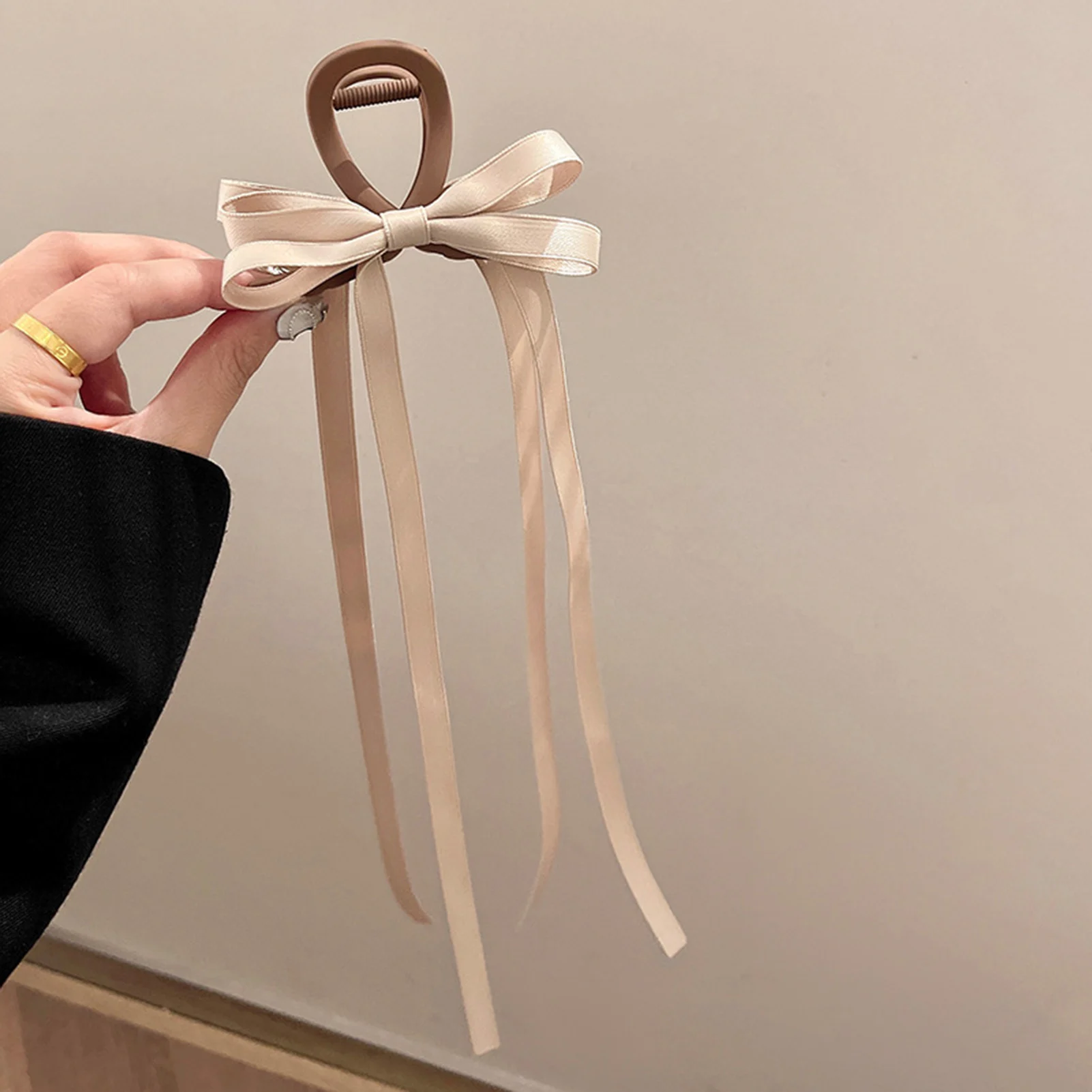 مشابك شعر كبيرة مع شريط طويل للنساء من الراتنج مشبك شعر كلاسيكي إكسسوارات شعر كلاسيكية غير قابلة للانزلاق حامل قوي