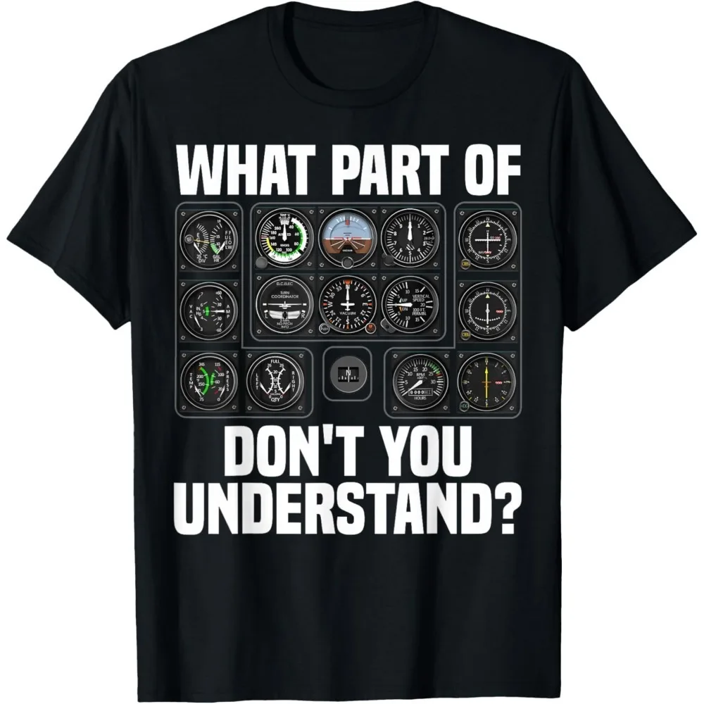 Funny Pilot Art Men Women Aviation Airline Pilot Instruments T-Shirt Hipster Loose O Neck Short Sleeve Clothes Unisex Y2K Tees
