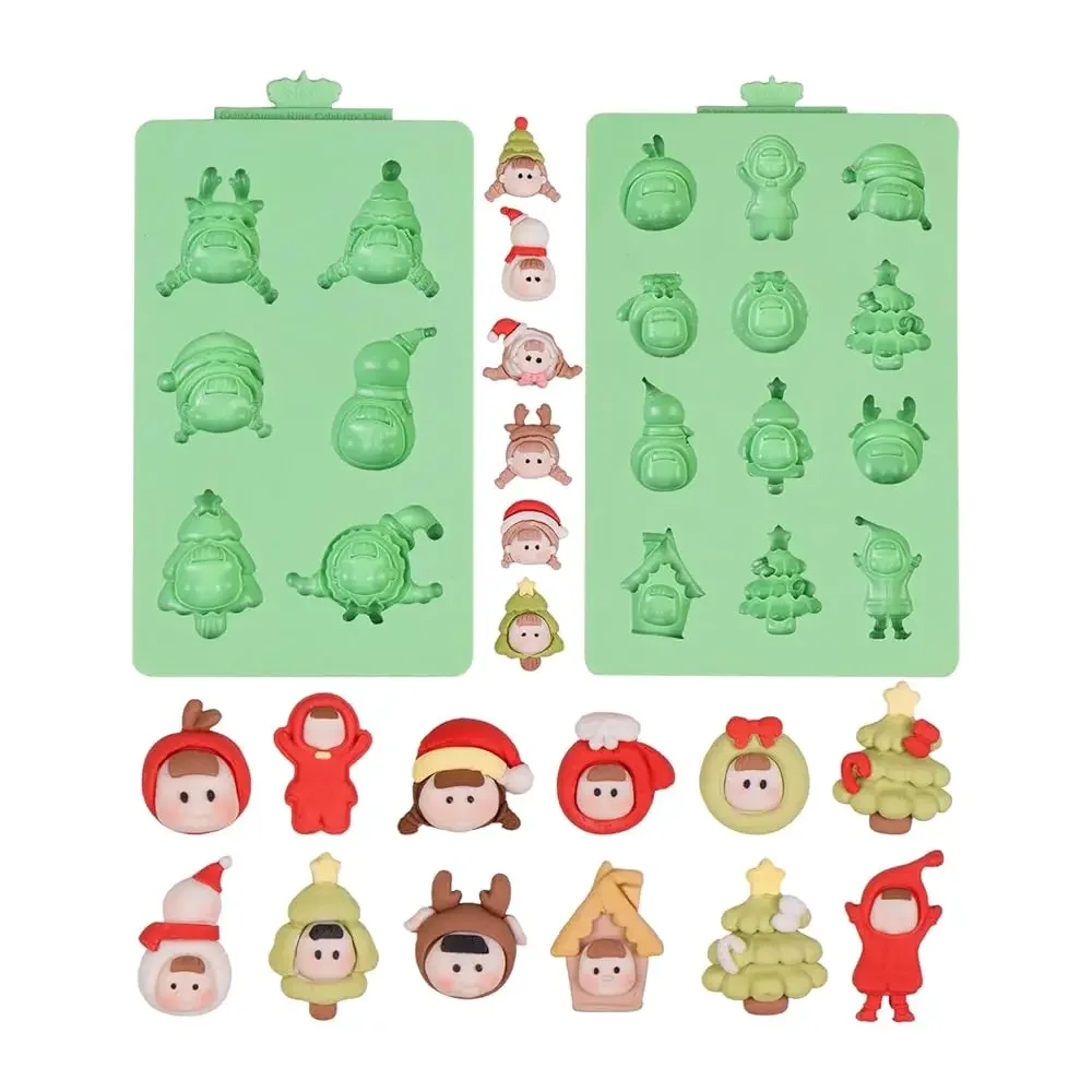 

Рождественская силиконовая форма, формы для украшения тортов из фондана, формы для лепки из глины, свечей, конфет, шоколада: олень/оленёнок/пряничный домик