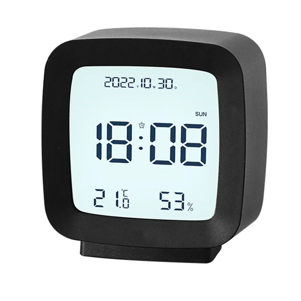 1PC 8.3*7.8*4cm Digital Alarm Clock Temperature Humidity Calendar Week Backlight Desktop Electronic Clock 12/24H LED Clock