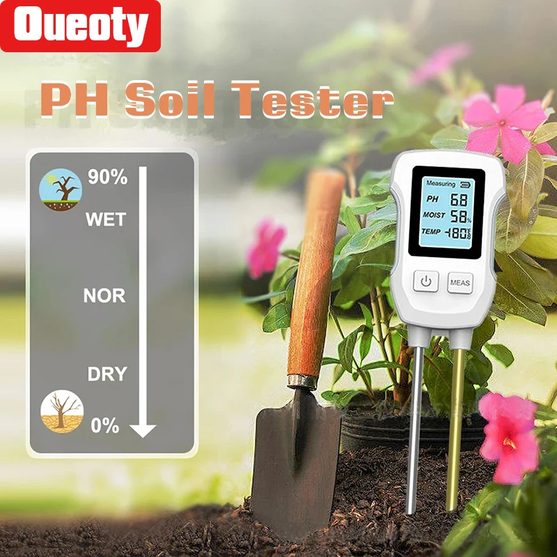 3in1 Soil Tester Digital Soil PH Meter Flower Plant Potted Planting Soil Sensor PH Temperature Humidity Meter LCD Screen