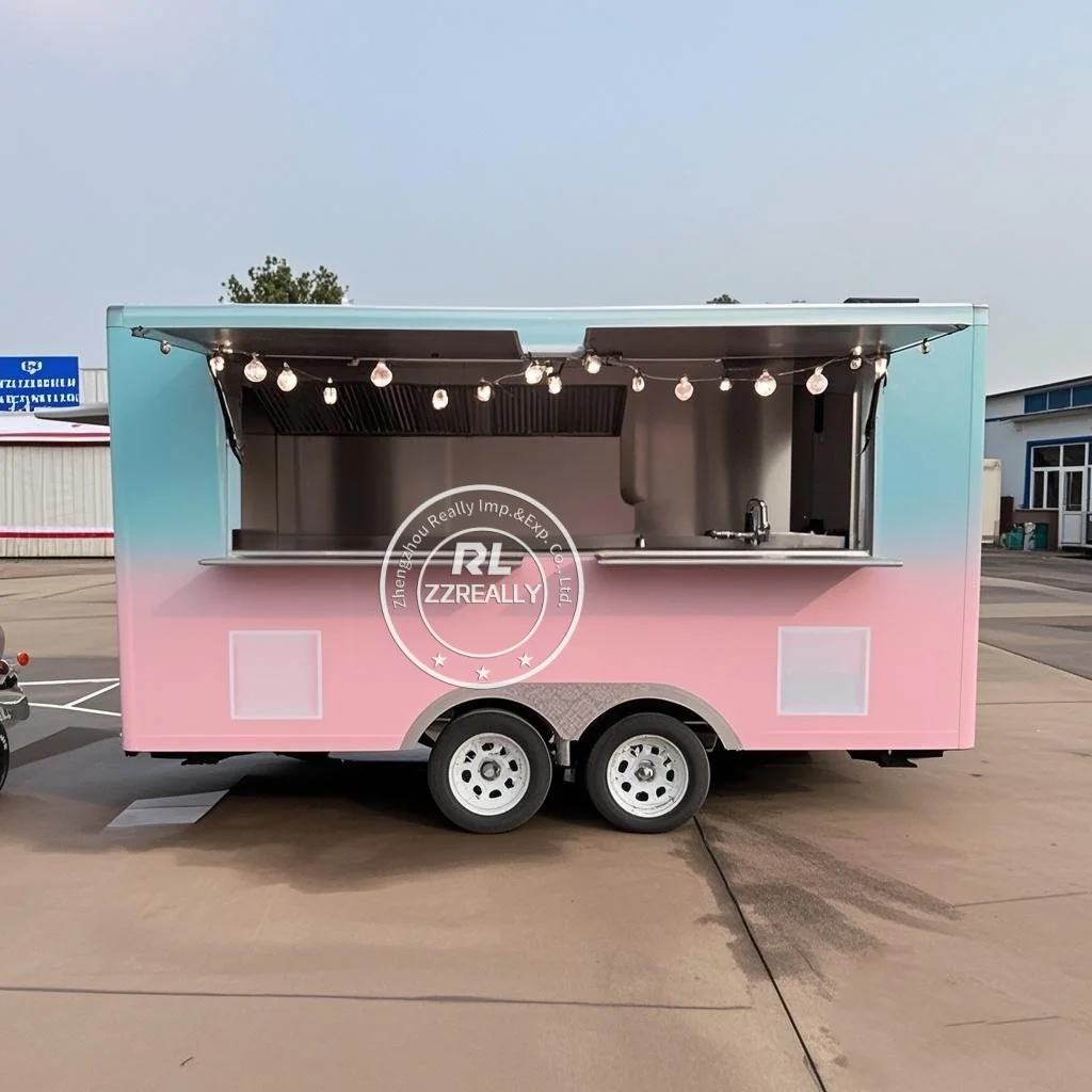 

Прицеп для фаст-фуда из нержавеющей стали по индивидуальному заказу с полным кухонным оборудованием, мобильный прицеп для грузовиков с едой, американский стандарт