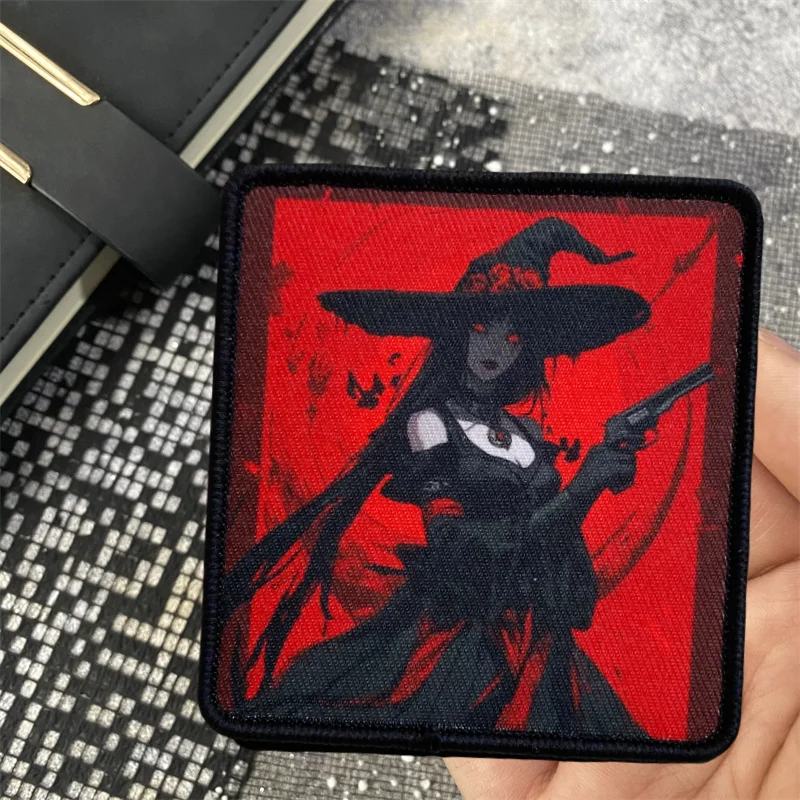 Tactical Witch Morale Badge Black and Red Armband Military Army Cloth Patches Hook and Loop Backpack Hat Accessories Stickers