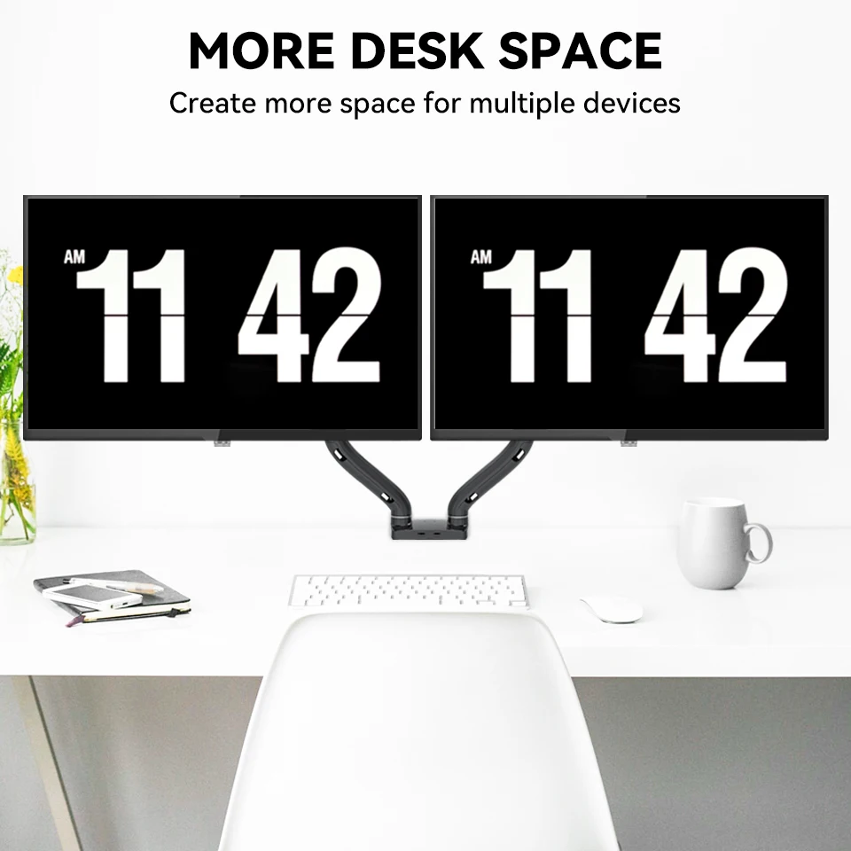 Mction Dual Monitor Arm Desk Mount Stand Table Mount With Gas Spring for 2 Double Monitors Screen Desktop bracket 19 32 inches