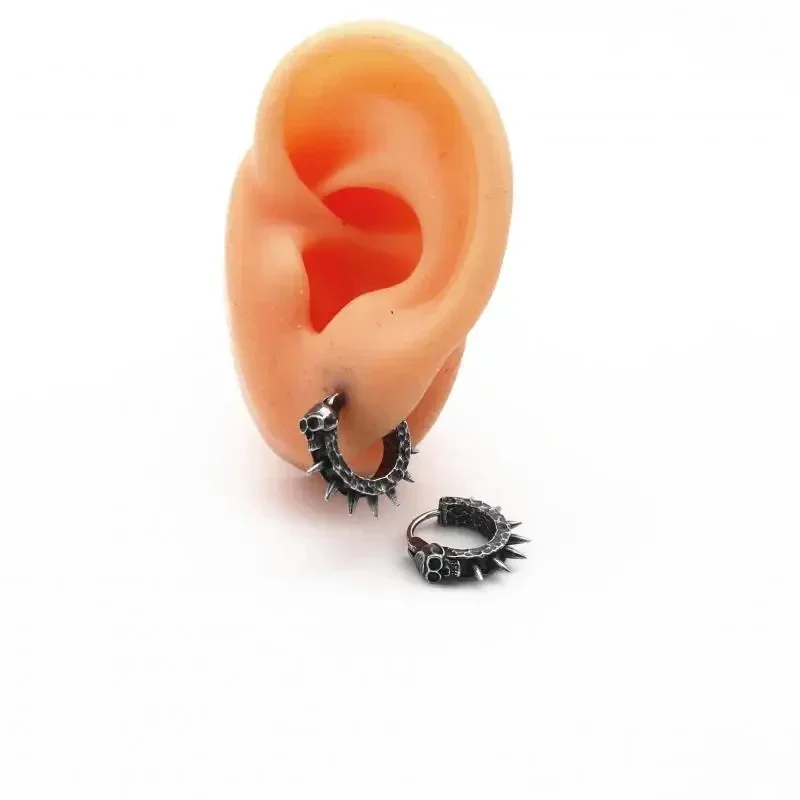 Gothic Black Skull Awl Earrings Statement Men Women Hip Hop Rock Jewelry Biker Party Accessories Hypoallergenic Earring