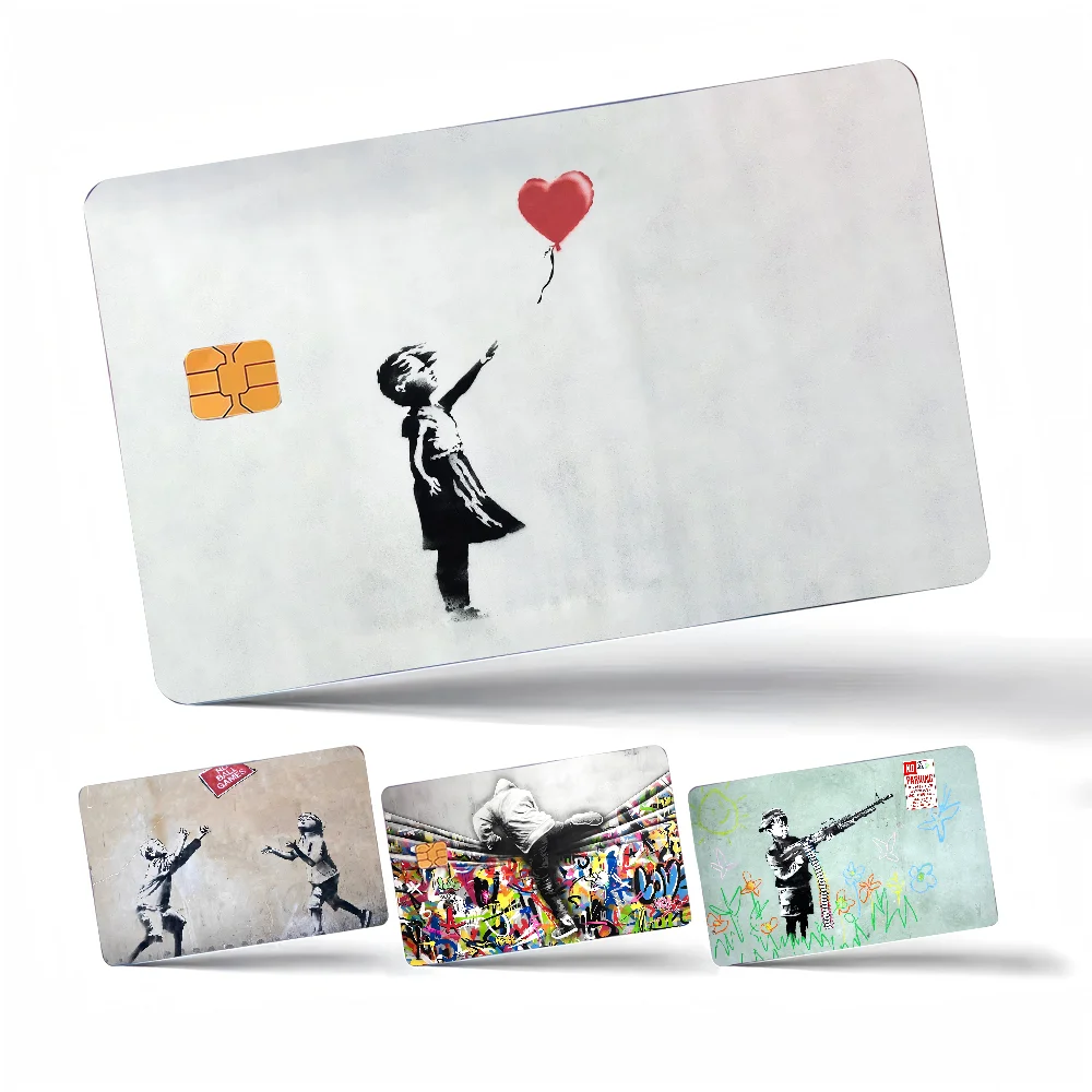 Banksy Graffiti Game Film Cover Aufkleber Hülle für kleine Chip Kredit-Debitkarte Vorderseite