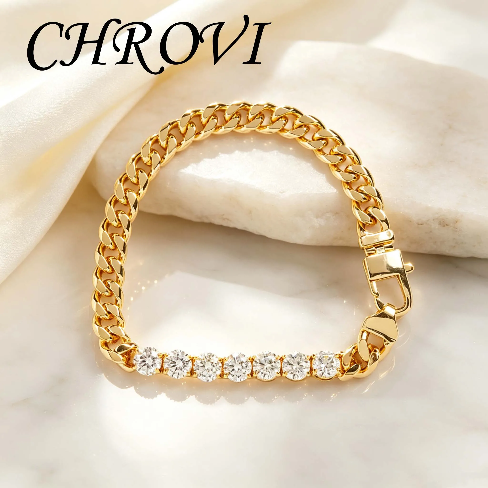 925 Sterling Silver Hip-Hop Style Personalized Diamond Bracelet