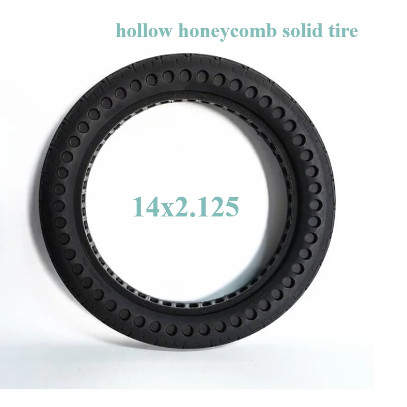 Solid tire 14 inch 14x2.125 lithium-ion battery substitute driving car with non inflatable hollow double honeycomb solid tire