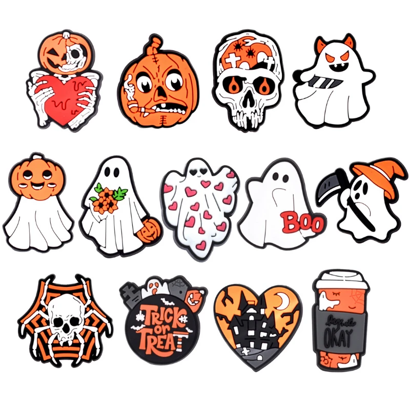 

MINISO Festive Halloween Shoe Charms Skull Pumpkins, Spiders, Bats, and Clogs DIY Accessories for Sandals and Garden Shoes