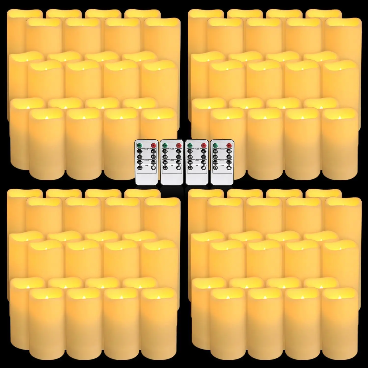 Set of 96 Waterproof Outdoor Flameless Candles, LED Candles with 4 Remote and Timer,(H 4