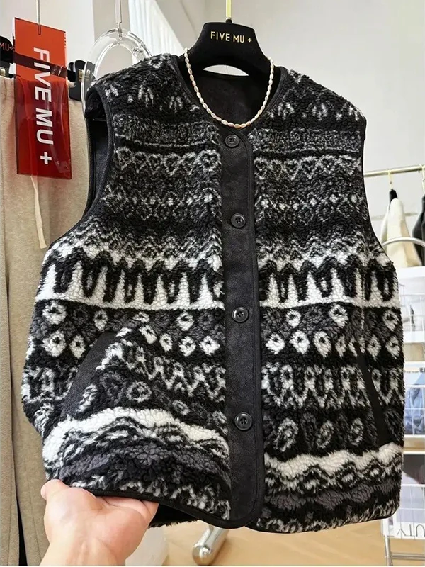 

Теплый жилет из овечьего вельвета в стиле ретро с вышивкой, большой размер 300, для носки поверх одежды, зимний женский...