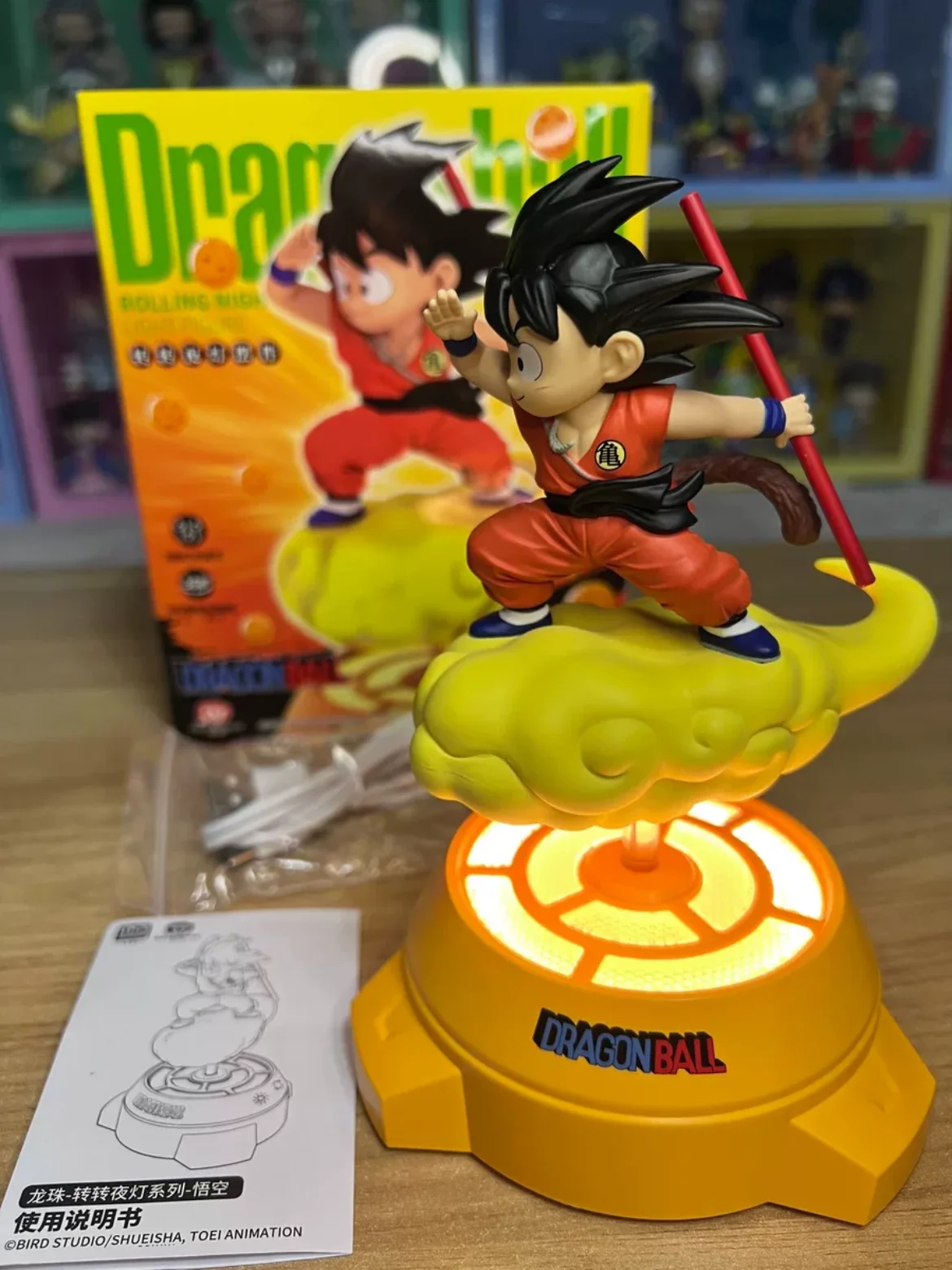 Original Dragon Ball Anime Figure Goku Figure Rotating Night Light  Room Decoration Surrounding Ornaments Toy Lamp Birthday Gift