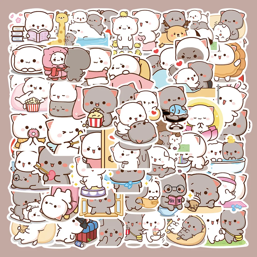 

10/60PCS Cat Graffiti Stickers Exquisite Cute Peach Fashion DIY Toys Secret for Bottle Scrapbook Travel Bag Aesthetic Decals