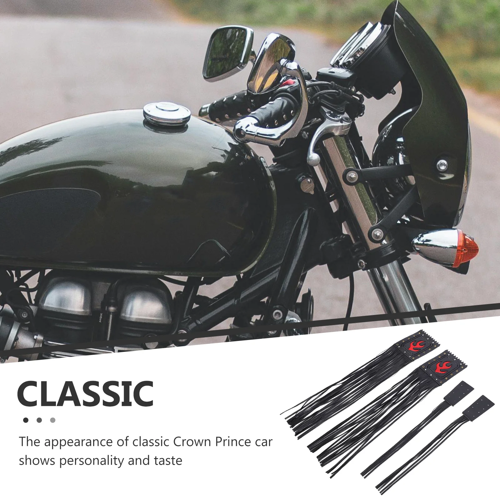 

2Pcs Motorcycle Handlebar Tassels Flame Design Universal Motorbike Hand Grip Accessories Streamers