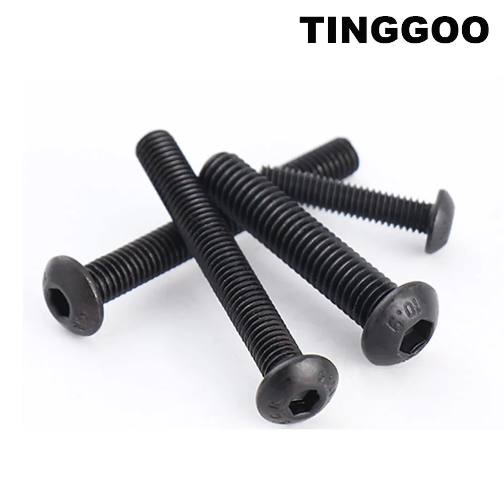 

5/10/25/50x Black 10.9 Grade Steel M1.6 M2 M2.5 M3 M4 M5 M6 M8 ISO7380 Hex Hexagon Socket Button Round Head Screw Bolt L= 3-80mm