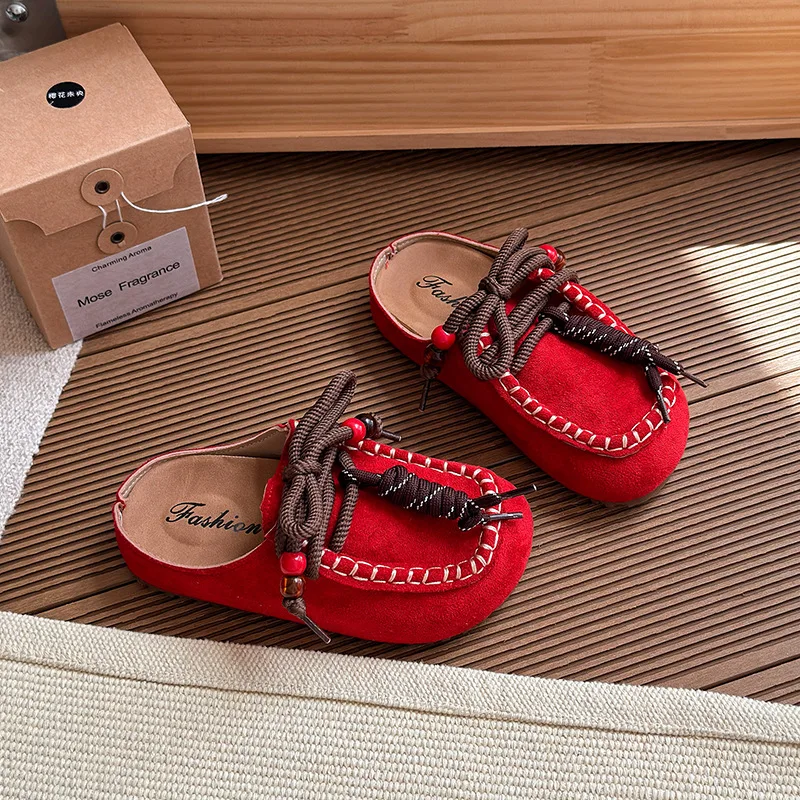 

2025 Children Casual Shoes for Girls Autumn New Fashion Korean Style Soft Bottom Anti-slippery Versatile Retro Outside Mules