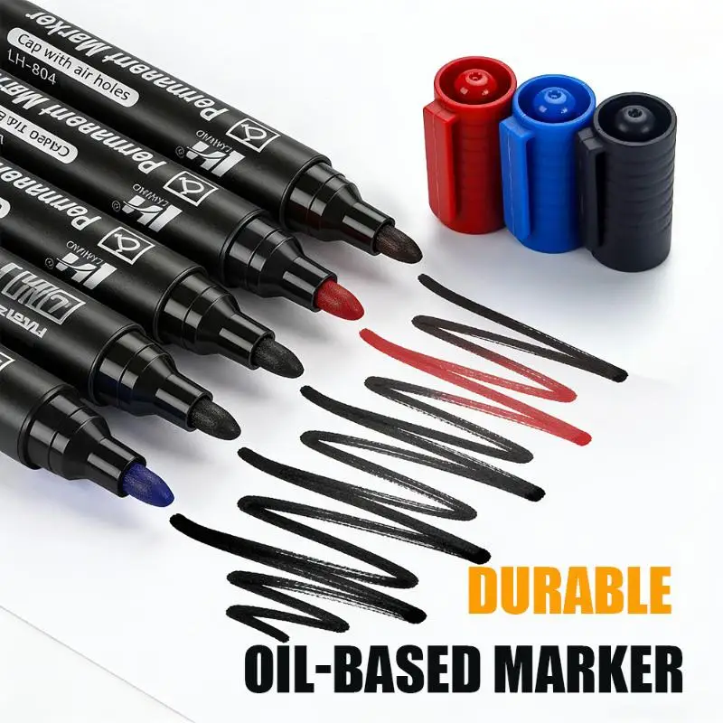 12pcs/box Large-Capacity Marker 10mm Nib Oil-Based Big-Ended Marker Pen Refillable Waterproof Non-Erasable