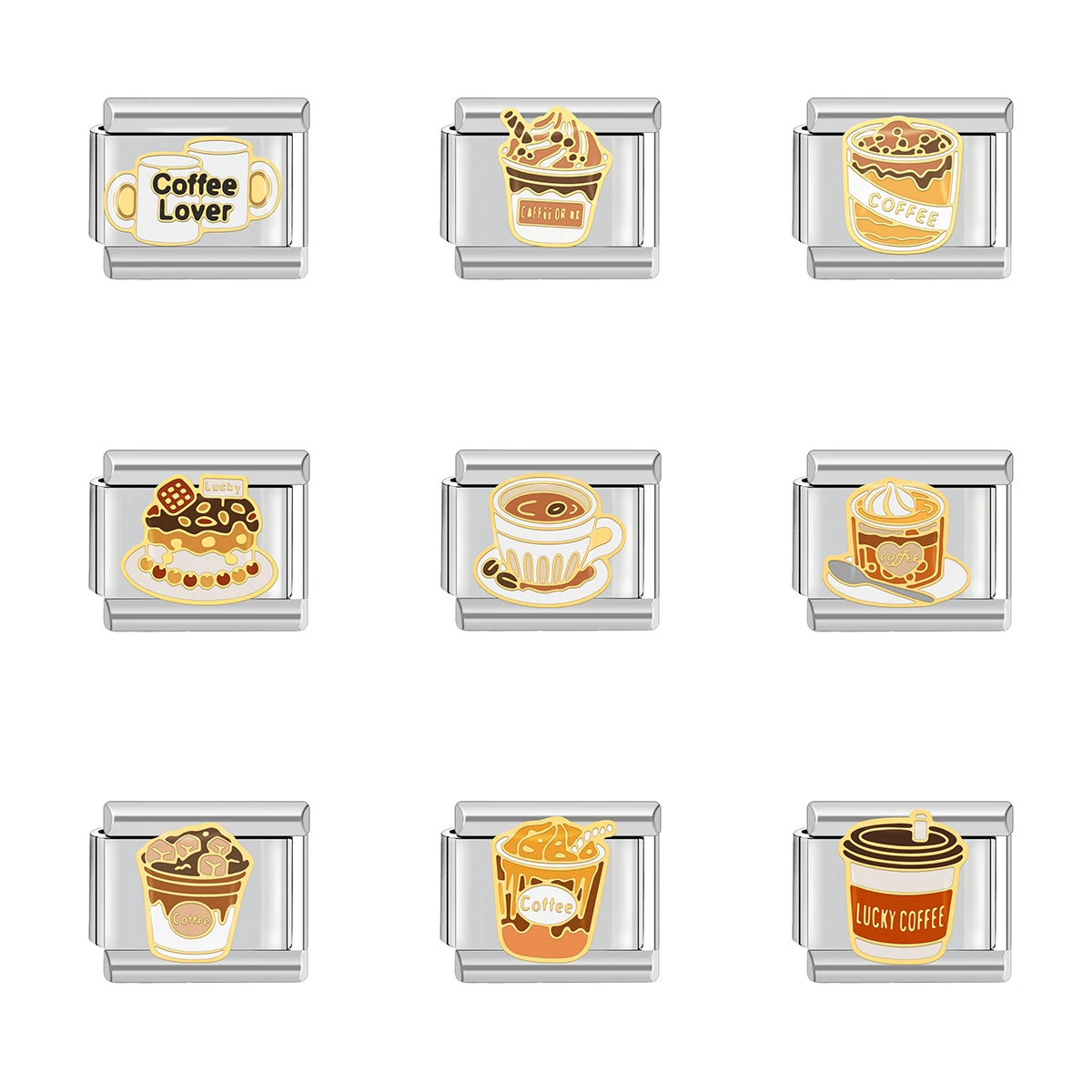 Tienda de dijes italianos Pulsera con dijes italianos Acero inoxidable 9 mm Y2K Diy Coffee Lover Series