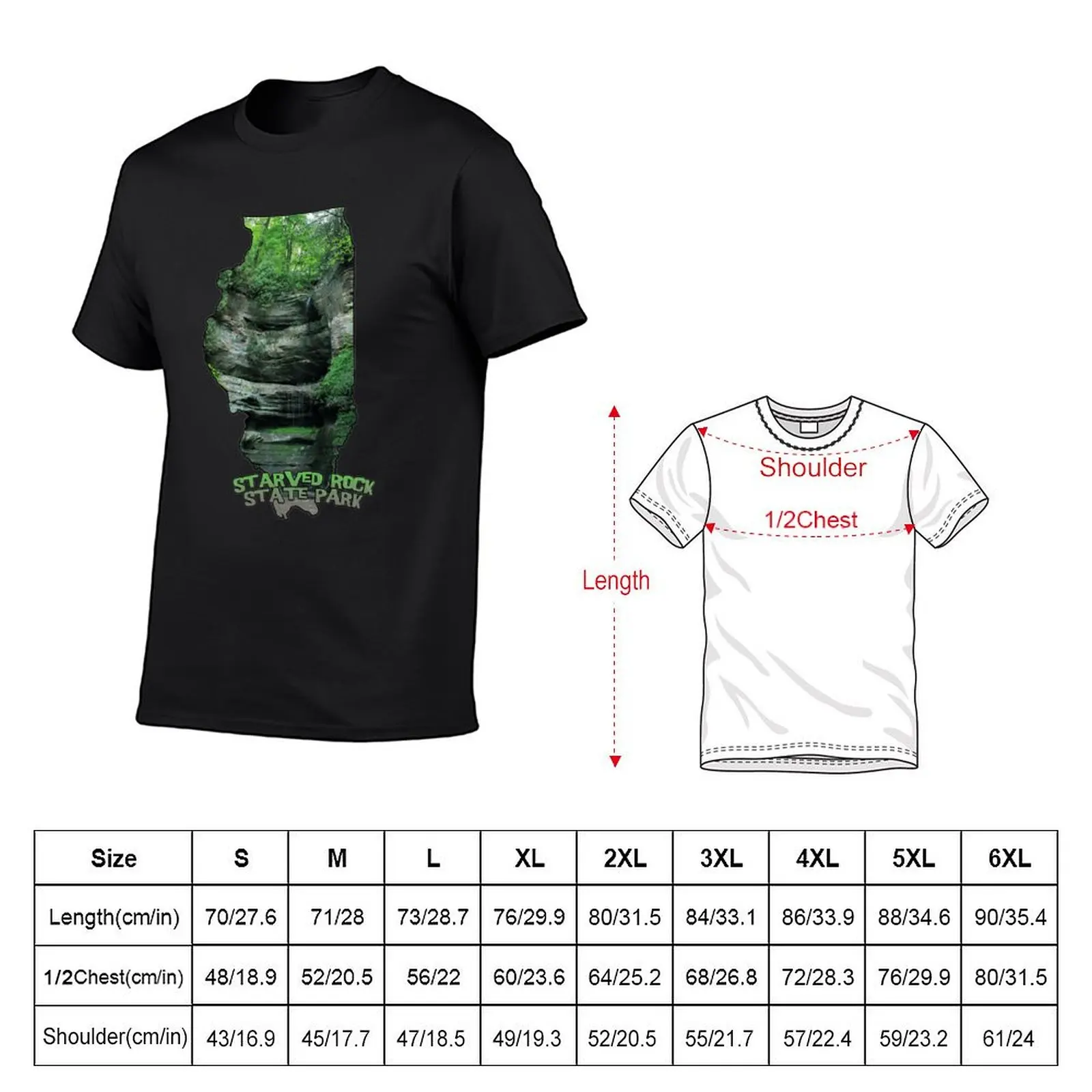Illinois State Outline (Starved Rock State Park) T-Shirt sublime aesthetic clothes plain t shirts men
